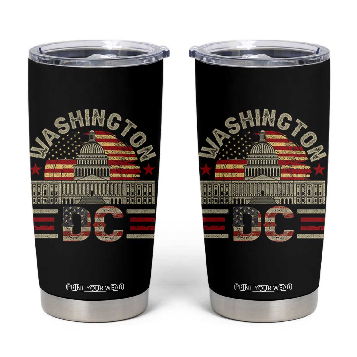 Washington DC Tumbler Cup Retro US Flag Souvenir Gift TS10 Black Print Your Wear
