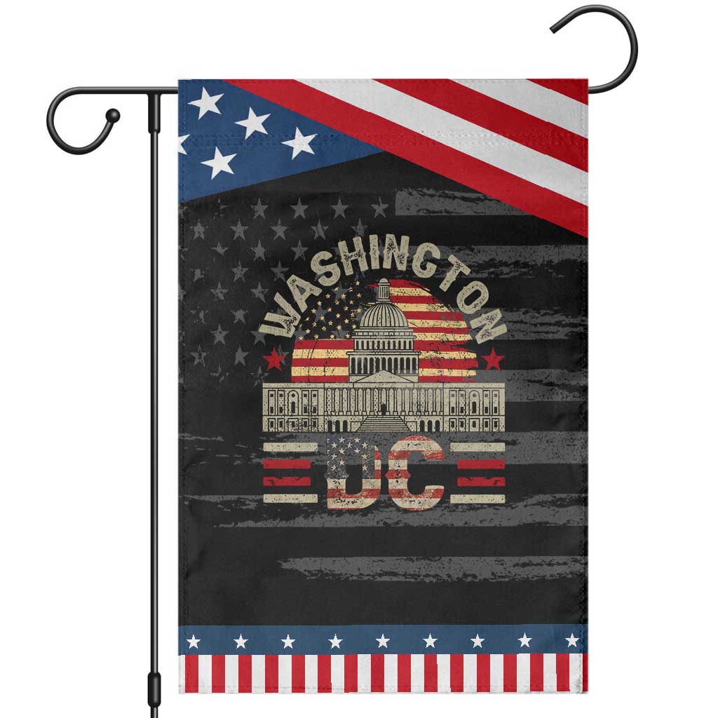 Washington DC Garden Flag Retro US Flag Souvenir Gift TS10 Distressed Black Blue Print Your Wear