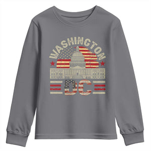 Washington DC Youth Sweatshirt Retro US Flag Souvenir Gift TS10 Charcoal Print Your Wear