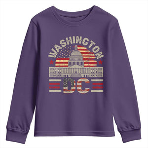Washington DC Youth Sweatshirt Retro US Flag Souvenir Gift TS10 Purple Print Your Wear