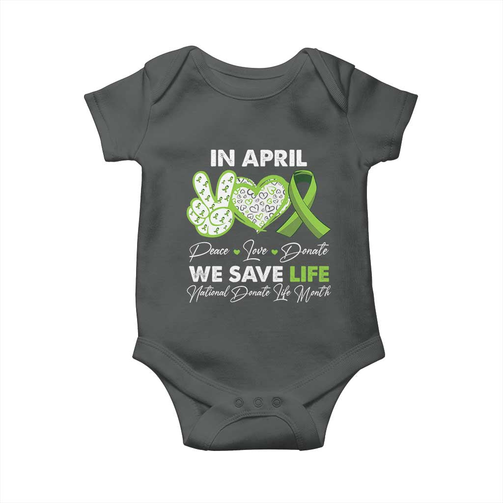 In April We Save Lives Organ Donation Donate Life Month Baby Onesie TS10 Dark Heather Print Your Wear