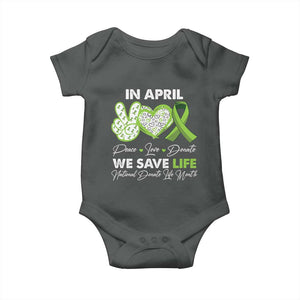 In April We Save Lives Organ Donation Donate Life Month Baby Onesie TS10 Dark Heather Print Your Wear