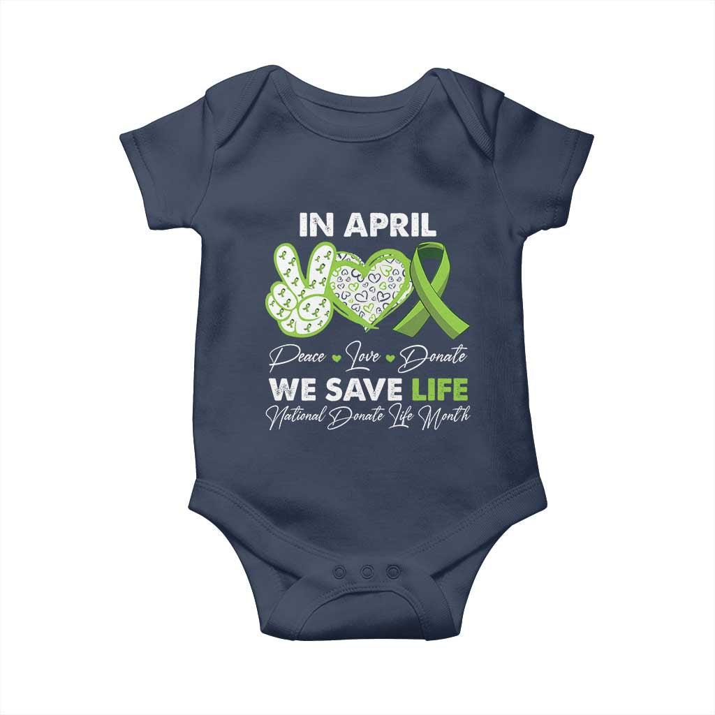 In April We Save Lives Organ Donation Donate Life Month Baby Onesie TS10 Navy Print Your Wear