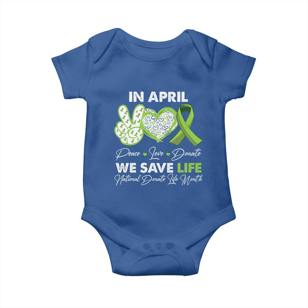 In April We Save Lives Organ Donation Donate Life Month Baby Onesie TS10 Royal Blue Print Your Wear
