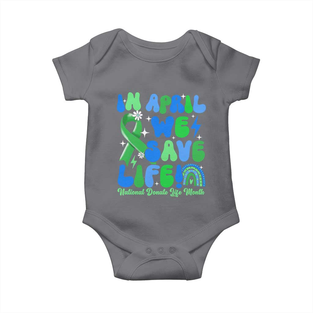 In April We Save Lives Organ Donation Donate Life Month Baby Onesie Green Ribbon TS10 Charcoal Print Your Wear