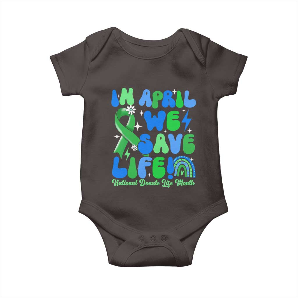 In April We Save Lives Organ Donation Donate Life Month Baby Onesie Green Ribbon TS10 Dark Chocolate Print Your Wear