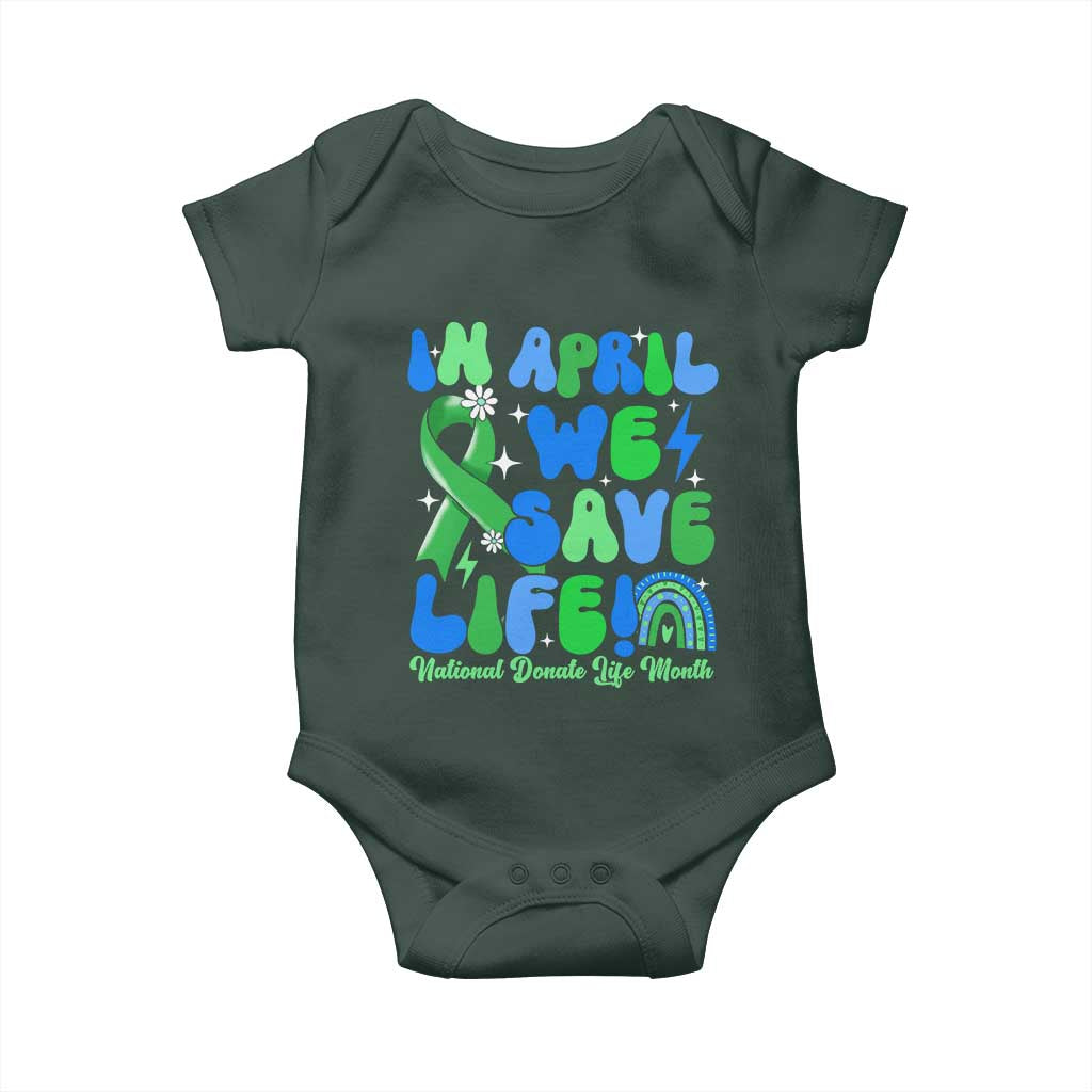 In April We Save Lives Organ Donation Donate Life Month Baby Onesie Green Ribbon TS10 Print Your Wear