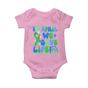 In April We Save Lives Organ Donation Donate Life Month Baby Onesie Green Ribbon TS10 Light Pink Print Your Wear