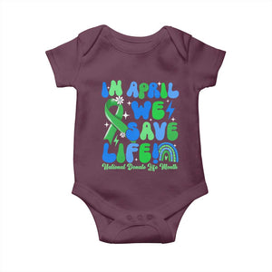 In April We Save Lives Organ Donation Donate Life Month Baby Onesie Green Ribbon TS10 Maroon Print Your Wear