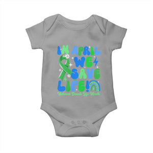 In April We Save Lives Organ Donation Donate Life Month Baby Onesie Green Ribbon TS10 Sport Gray Print Your Wear