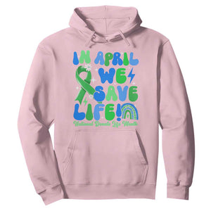 In April We Save Lives Organ Donation Donate Life Month Hoodie Green Ribbon TS10 Light Pink Print Your Wear