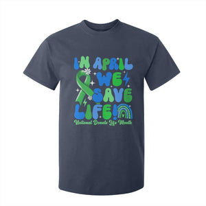 In April We Save Lives Organ Donation Donate Life Month T Shirt For Kid Green Ribbon TS10 Navy Print Your Wear
