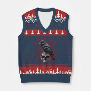 Sic Semper Tyrannis & Raven V-Neck Knit Sweater Vest Protest Feminist Activist TS10 Navy Red Print Your Wear