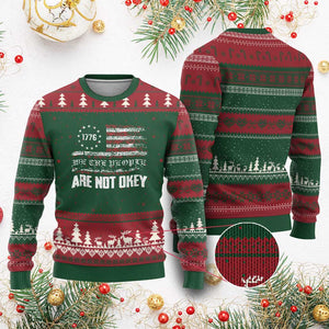 We Are Not Okay Ugly Christmas Sweater US Flag We The People TS10 Red Green Print Your Wear