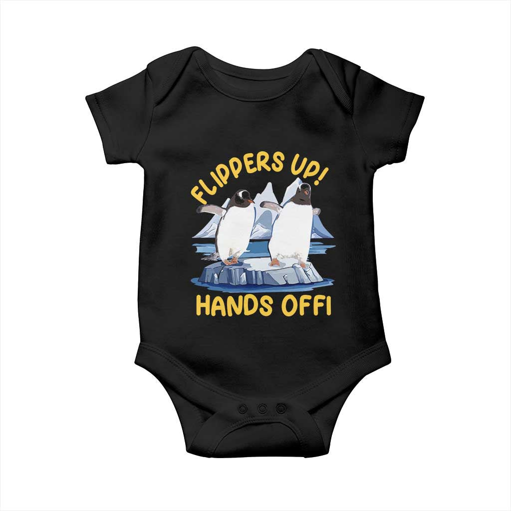 Penguins Resist Baby Onesie Flippers Up Hands Off Protest Against Tariffs TS10 Black Print Your Wear