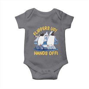 Penguins Resist Baby Onesie Flippers Up Hands Off Protest Against Tariffs TS10 Charcoal Print Your Wear