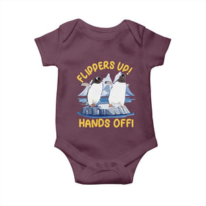 Penguins Resist Baby Onesie Flippers Up Hands Off Protest Against Tariffs TS10 Maroon Print Your Wear