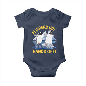 Penguins Resist Baby Onesie Flippers Up Hands Off Protest Against Tariffs TS10 Navy Print Your Wear