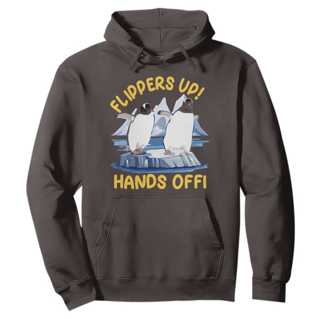 Penguins Resist Hoodie Flippers Up Hands Off Protest Against Tariffs TS10 Dark Chocolate Print Your Wear