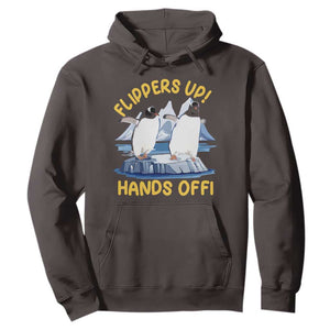 Penguins Resist Hoodie Flippers Up Hands Off Protest Against Tariffs TS10 Dark Chocolate Print Your Wear