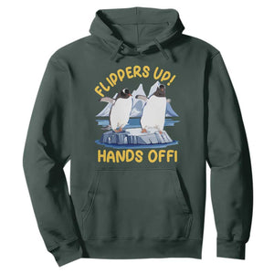 Penguins Resist Hoodie Flippers Up Hands Off Protest Against Tariffs TS10 Dark Forest Green Print Your Wear