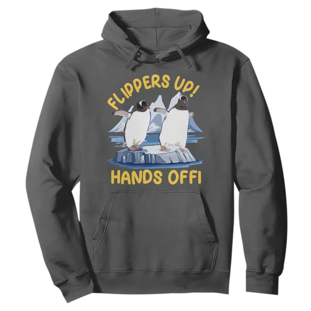Penguins Resist Hoodie Flippers Up Hands Off Protest Against Tariffs TS10 Dark Heather Print Your Wear