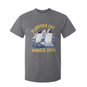Penguins Resist T Shirt For Kid Flippers Up Hands Off Protest Against Tariffs TS10 Charcoal Print Your Wear