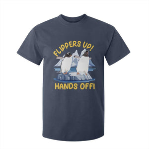 Penguins Resist T Shirt For Kid Flippers Up Hands Off Protest Against Tariffs TS10 Navy Print Your Wear