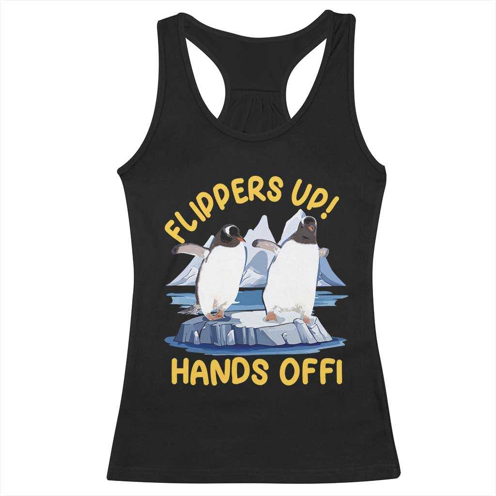 Penguins Resist Racerback Tank Top Flippers Up Hands Off Protest Against Tariffs TS10 Black Print Your Wear