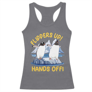 Penguins Resist Racerback Tank Top Flippers Up Hands Off Protest Against Tariffs TS10 Charcoal Print Your Wear