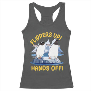 Penguins Resist Racerback Tank Top Flippers Up Hands Off Protest Against Tariffs TS10 Dark Heather Print Your Wear