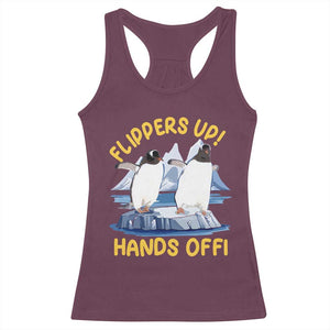 Penguins Resist Racerback Tank Top Flippers Up Hands Off Protest Against Tariffs TS10 Maroon Print Your Wear
