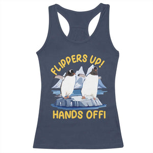 Penguins Resist Racerback Tank Top Flippers Up Hands Off Protest Against Tariffs TS10 Navy Print Your Wear