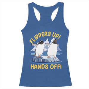 Penguins Resist Racerback Tank Top Flippers Up Hands Off Protest Against Tariffs TS10 Royal Blue Print Your Wear