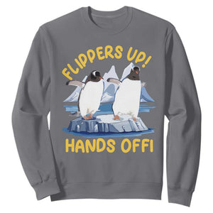 Penguins Resist Sweatshirt Flippers Up Hands Off Protest Against Tariffs TS10 Charcoal Print Your Wear