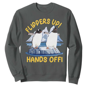 Penguins Resist Sweatshirt Flippers Up Hands Off Protest Against Tariffs TS10 Dark Heather Print Your Wear