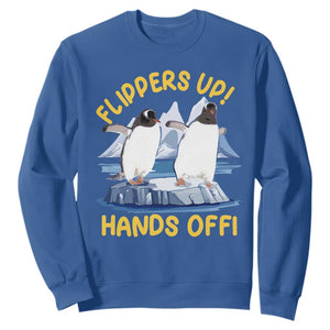 Penguins Resist Sweatshirt Flippers Up Hands Off Protest Against Tariffs TS10 Royal Blue Print Your Wear