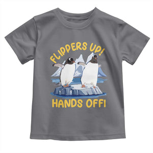 Penguins Resist Toddler T Shirt Flippers Up Hands Off Protest Against Tariffs TS10 Charcoal Print Your Wear