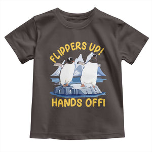 Penguins Resist Toddler T Shirt Flippers Up Hands Off Protest Against Tariffs TS10 Dark Chocolate Print Your Wear