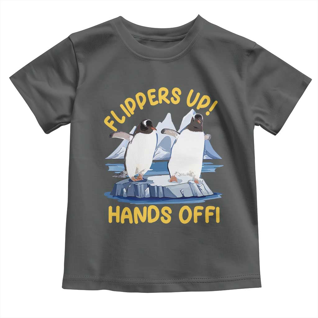 Penguins Resist Toddler T Shirt Flippers Up Hands Off Protest Against Tariffs TS10 Dark Heather Print Your Wear