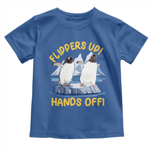 Penguins Resist Toddler T Shirt Flippers Up Hands Off Protest Against Tariffs TS10 Royal Blue Print Your Wear