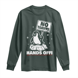 Funny Resist Penguins Long Sleeve Shirt Tariffs on Penguins? Really TS10 Dark Forest Green Print Your Wear