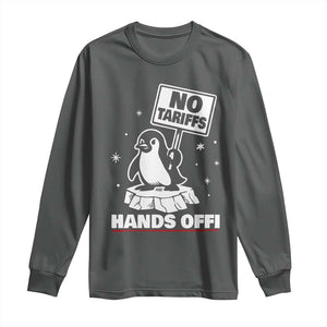 Funny Resist Penguins Long Sleeve Shirt Tariffs on Penguins? Really TS10 Dark Heather Print Your Wear