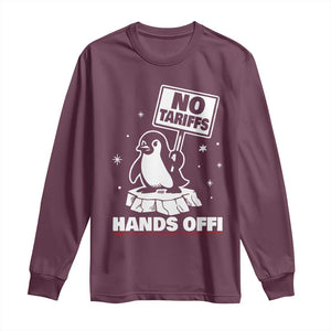Funny Resist Penguins Long Sleeve Shirt Tariffs on Penguins? Really TS10 Maroon Print Your Wear