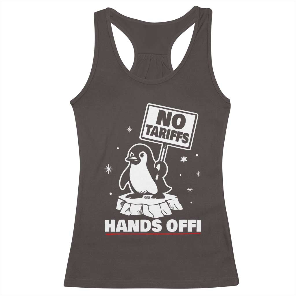 Funny Resist Penguins Racerback Tank Top Tariffs on Penguins? Really TS10 Dark Chocolate Print Your Wear