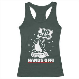 Funny Resist Penguins Racerback Tank Top Tariffs on Penguins? Really TS10 Dark Forest Green Print Your Wear