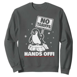 Funny Resist Penguins Sweatshirt Tariffs on Penguins? Really TS10 Dark Heather Print Your Wear