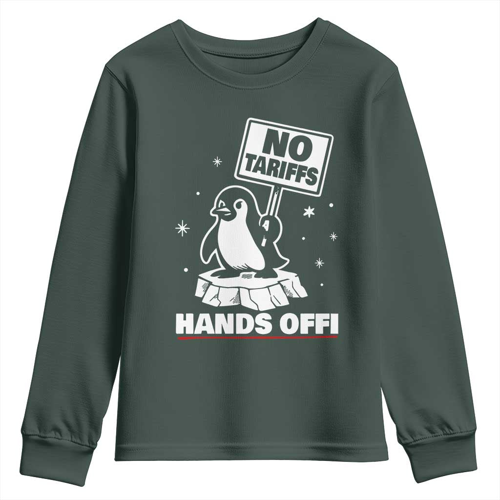 Funny Resist Penguins Youth Sweatshirt Tariffs on Penguins? Really TS10 Dark Forest Green Print Your Wear