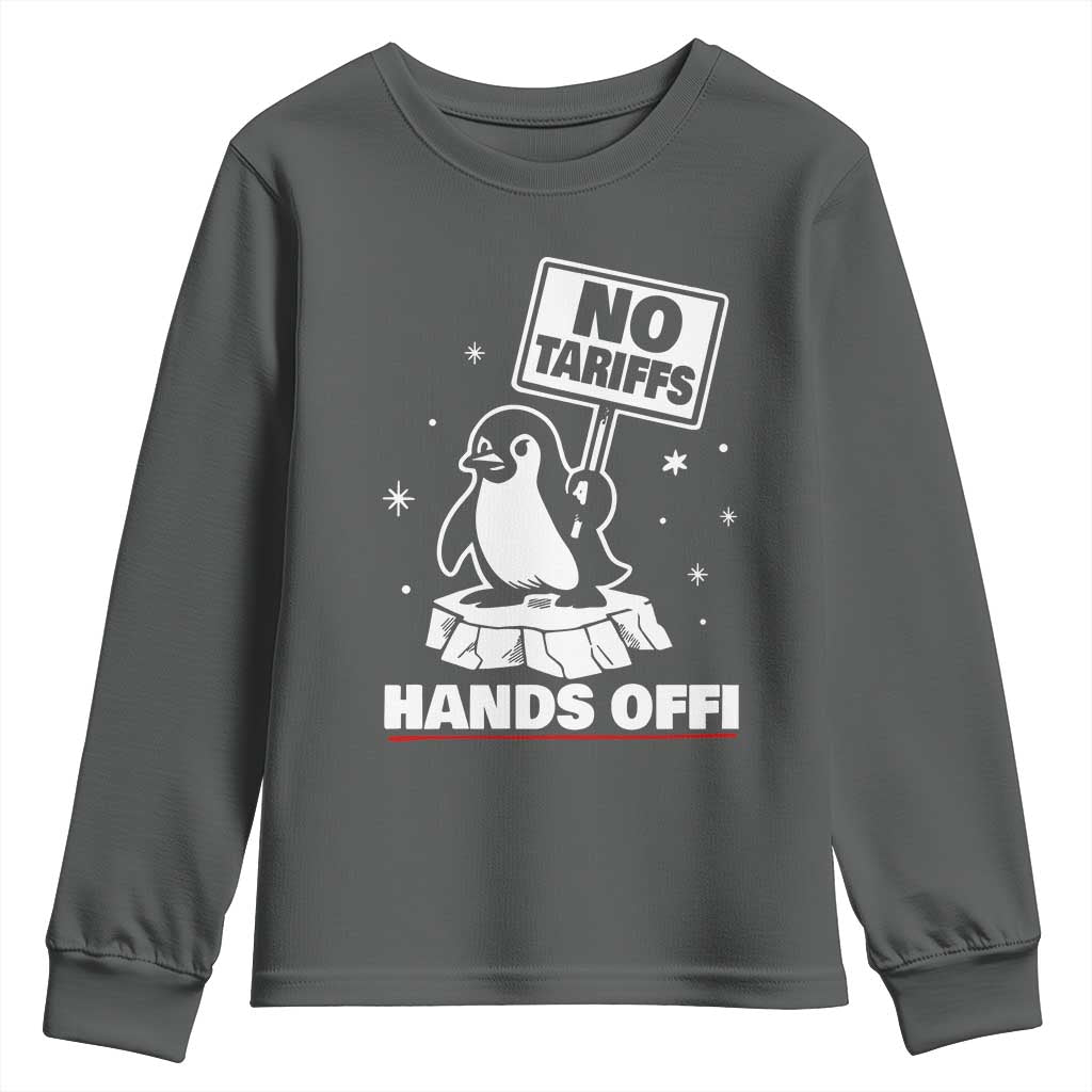 Funny Resist Penguins Youth Sweatshirt Tariffs on Penguins? Really TS10 Dark Heather Print Your Wear