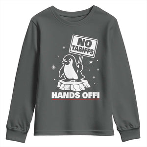 Funny Resist Penguins Youth Sweatshirt Tariffs on Penguins? Really TS10 Dark Heather Print Your Wear